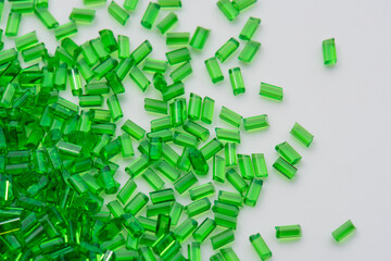 green transparent polymer resin on white