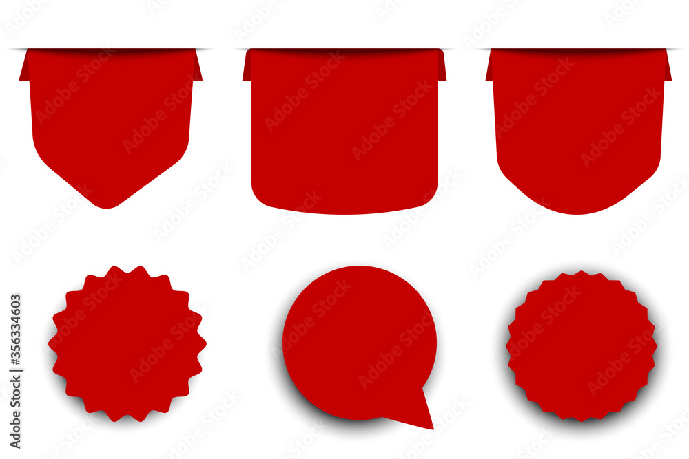 Poster vector red blank badge for price. set of stickers and labels of various shapes.