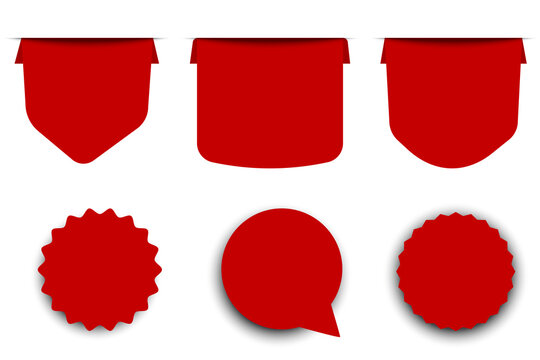 Vector red blank badge for price. Set of stickers and labels of various shapes.