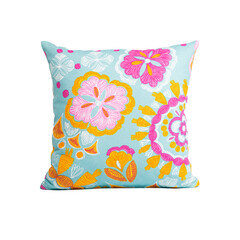 Soft color pillows on white background