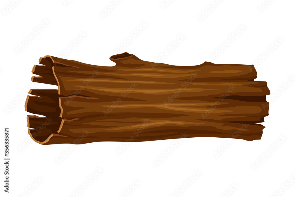Poster old and hollow log with bark as forest element vector illustration