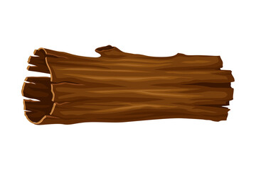Old and Hollow Log with Bark as Forest Element Vector Illustration