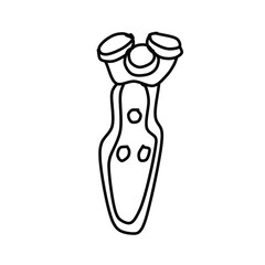 Electric shaver for beards isolated on a white background. Vector illustration in Doodle style of electric razor beard. Vector icon for web design. 