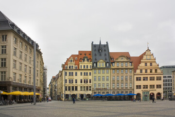 Fototapeta na wymiar Architecture of Market Square (or Marktplatz) in Leipzig, Germany