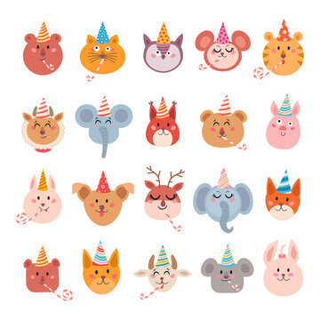 Set of cartoon animals for baby card