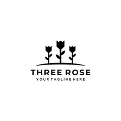 Beauty illustration three rose logo vector logo design template.