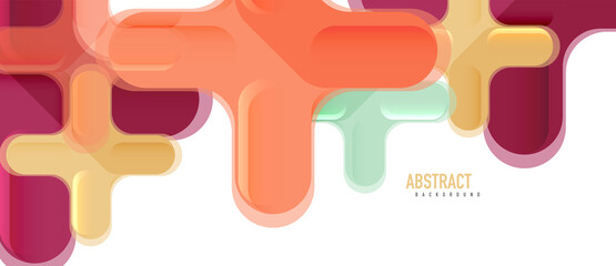 Glossy multicolored plastic style cross composition, x shape design, techno geometric modern abstract background. Trendy abstract layout template