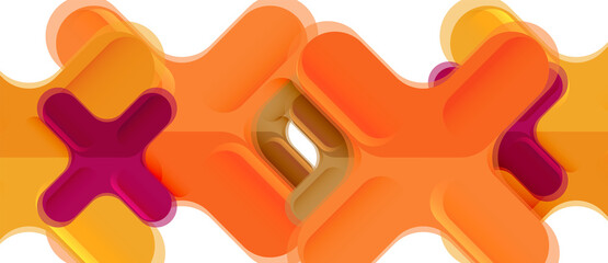 Glossy multicolored plastic style cross composition, x shape design, techno geometric modern abstract background. Trendy abstract layout template