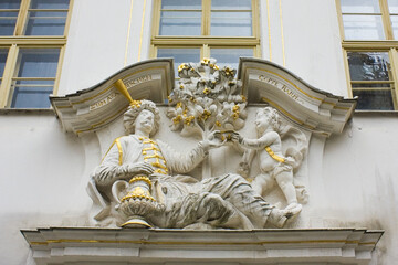 Fragment of famous cafe Under the Arab coffee tree (or Kaffeehause)  in Leipzig