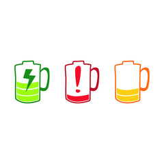 Set of Simple Vector Design of a Battery Charger in Green, Red and Orange