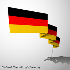 Geometric Waving Flag of Federal Republic of Germany. Illustration