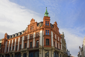 Fototapeta na wymiar Beautiful building in Old Town in Leipzig, Germany