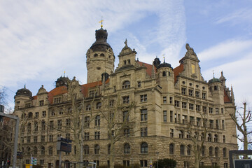 Fototapeta na wymiar New Town Hall (or Neues Rathaus) in Leipzig, Germany