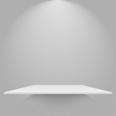 Empty white shelve hanging on a wall. Mockup for you design. Vector eps10