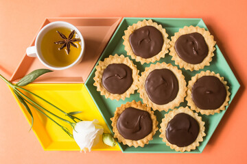 Pastry, cookies, cake, sugar chocolate dessert concept	