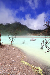 Kawah Putih or White Crater is a famous sulfur rich volcanic crater lake in West Java, Indonesia.