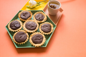 Pastry, cookies, cake, sugar chocolate dessert concept	