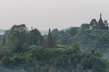 Mrauk u village, stupas and pagodas in Rakhine State Myanmar