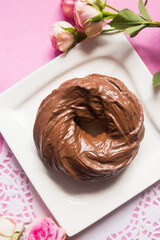 Chocolate donuts, sweet sugar dessert concept
