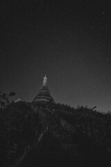 Mrauk u village, stupas and pagodas at night  in Rakhine State Myanmar