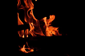Fire in the Fireplace on Chill Autumn night.