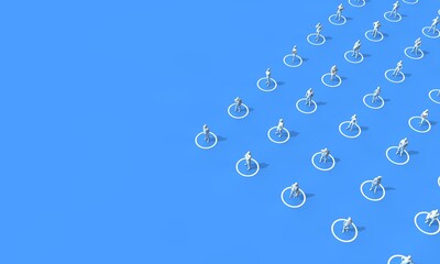 Social distancing concept. People stood in isolated circles. 3D Rendering