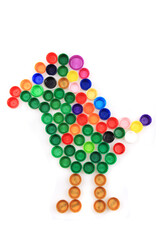 color bird from plastic caps