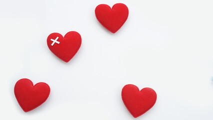close up of red heart isolated on white background