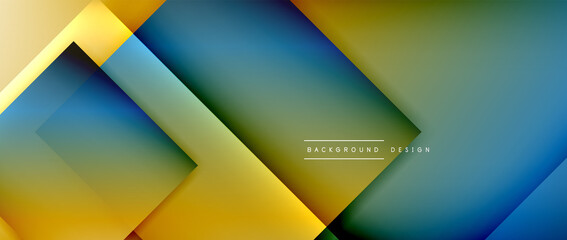 Square shapes composition, fluid gradient geometric abstract background. 3D shadow effects, modern design template