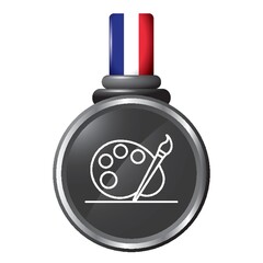 paintbrush and palette in a medal