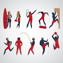 man and woman doing different activities