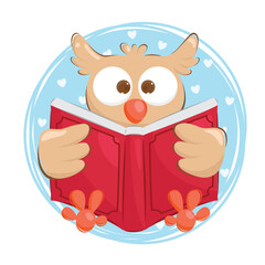 dilligent owl reading a book