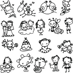 cartoon vector drawing things emoji set