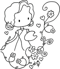 cartoon vector drawing beauty artist