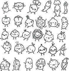 cartoon vector drawing vector drawing fruit and vegetable set
