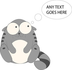 Surprised cat character ads template vector illustration, kitty cartoon