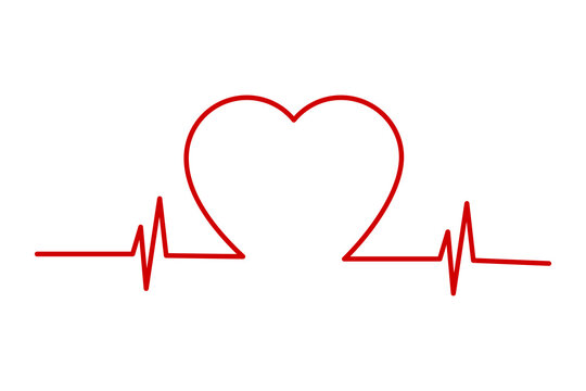 Heartbeat line. Vector heart beat icon. Flat image of a cardiogram. ECG pulse on a white background. Stock Photo.
