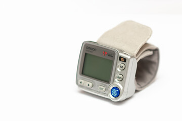 Telsiai,Lithuania 06-09-2020.device for measuring blood pressure on a white background