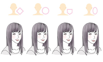 美容イラスト_顔型別ヘアスタイル