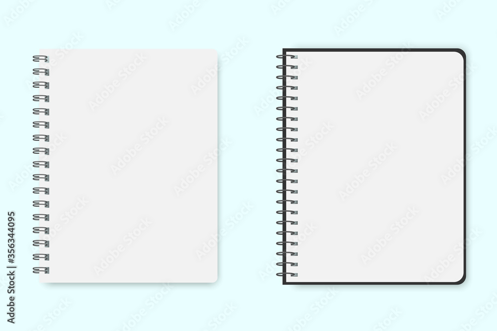 Poster blank sheet of notepad or notebook. vector layout of two pages of paper. school paper template for n
