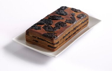 Lapis Legit Cake or Indonesian Thousand Layer Cake with prunes
