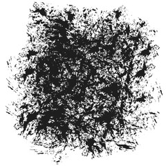 Black grunge square without frame. Brush and ink texture. Vector mockup made of paint splashes.