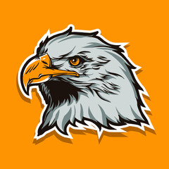 eagle head vector illustration isolated on yellow background