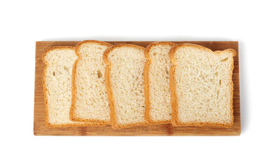 fresh bread made from white wheat flour is cut into slices on a wooden board
