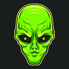 alien head vector illustration isolated on dark background