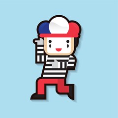 clown with french flag cap