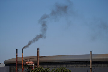 Air pollution from a factory smokestack in Pinetown, South Africa, 24 March 2020.