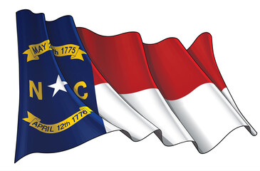 Waving Flag of the State of North Carolina