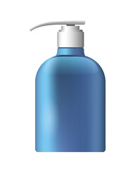 bottle with push dispenser product with metalic blue color