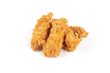 Fried breaded chicken fillet isolated on white background